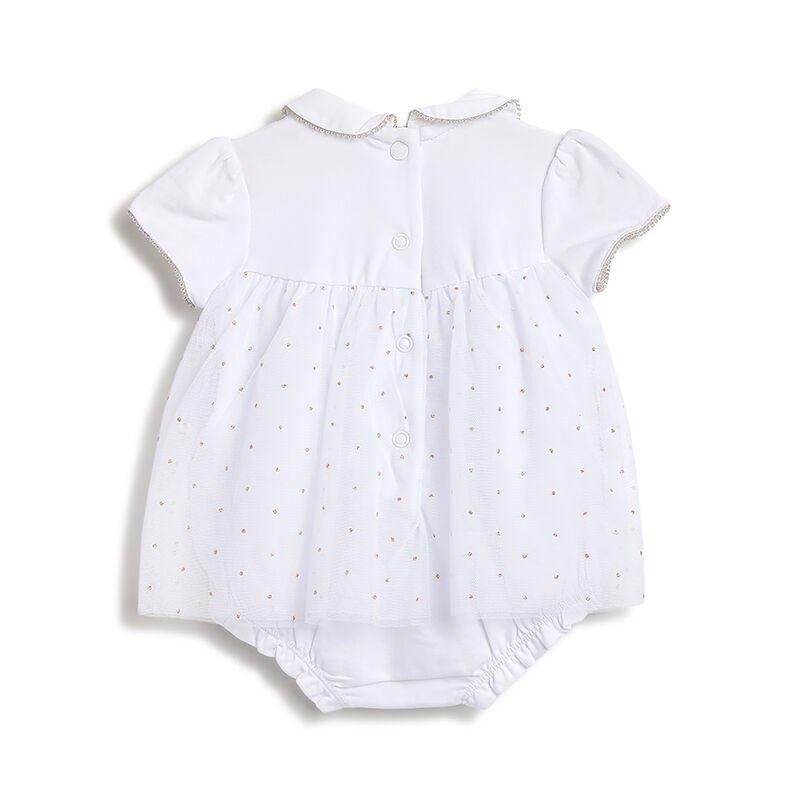 Girls White Printed Short Sleeve Rompers image number 1